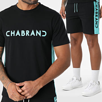 Chabrand - Ensemble Tee Shirt Et Short Jogging 60702 60722 Noir Bleu Clair
